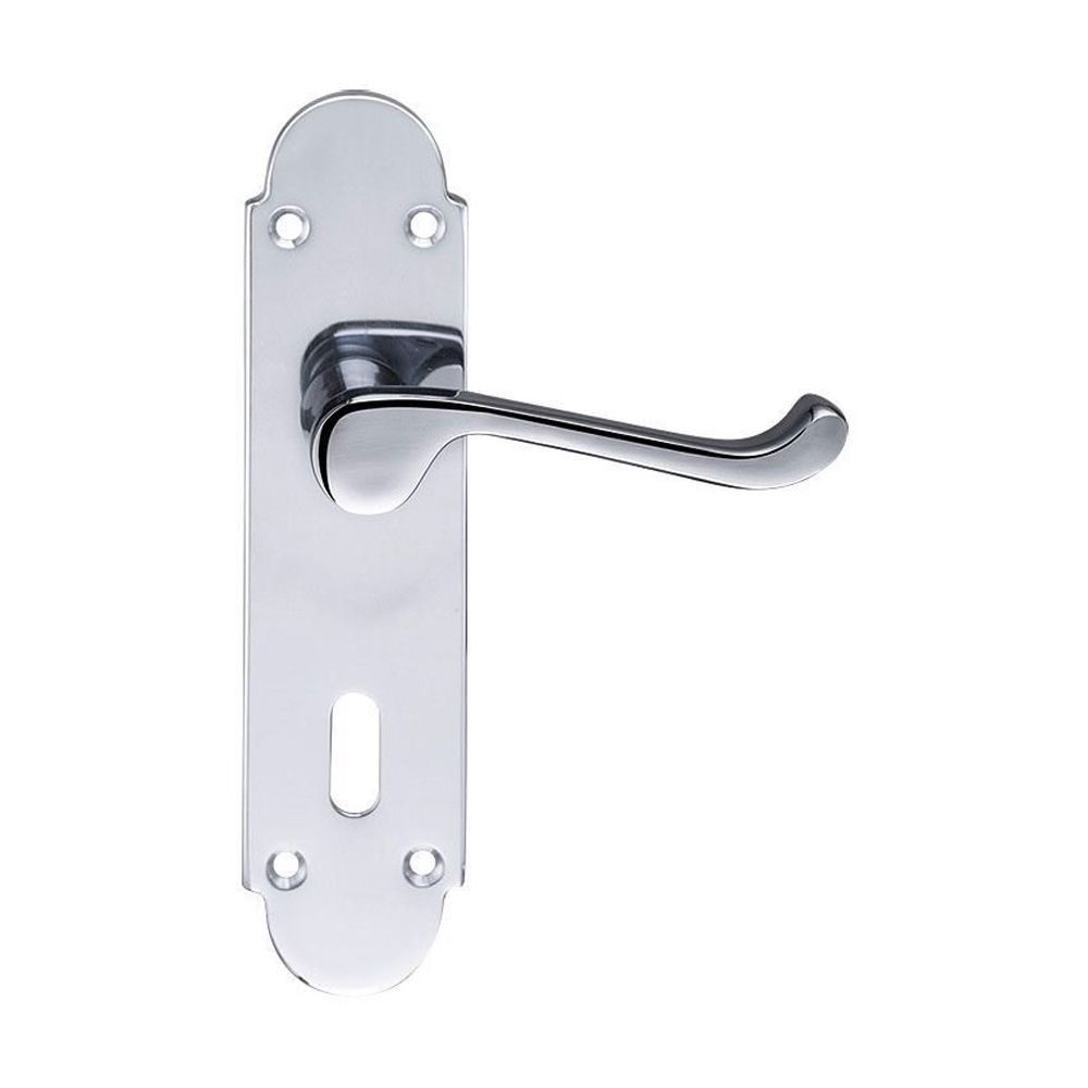 Oxford Lever on Lock Backplate Polished Chrome